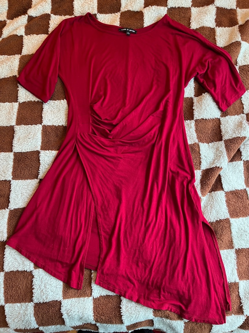Red draped tunic